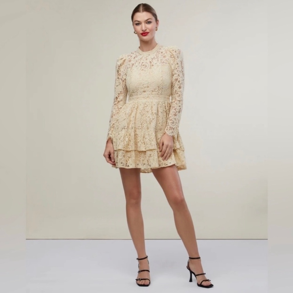 NWT Rachel Parcell Gold Metallic Lace Mini Dress
